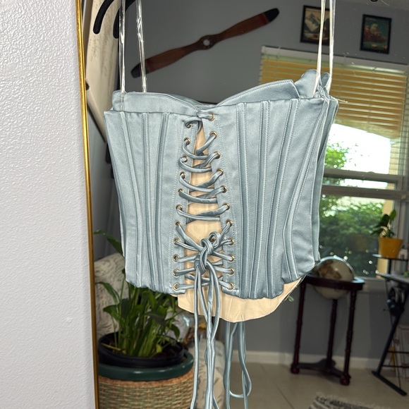 House of CB 'Nastassia' Cool Blue Embellished Satin Corset NWOT - Picture 10 of 10